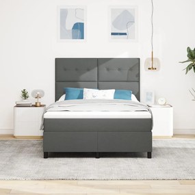 Box Spring Ágy Matrac Sötétszürke 140x190 cm Szövet