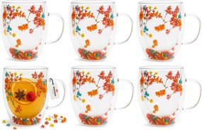 6x Thermo Kávés Poharak Latte Tea Virágok Dupla Aljú 350 ml