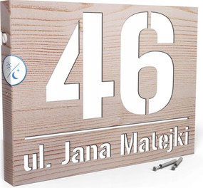 Megvilágított Házszám Címtábla 40X30 CM Szürkület Érzékelővel