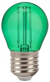 LED lámpa , égő , izzószálas hatás , filament , kisgömb , E27 foglalat , G45 , 2 Watt , zöld