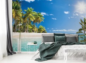 Pálmafás tengerpart poszter, fotótapéta Vlies (312 x 219 cm)