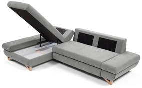 Ágyazható, balos elrendezésű L-alakú kárpitozott sarokülőgarnitúra AVESTA, szürke, tárolóval