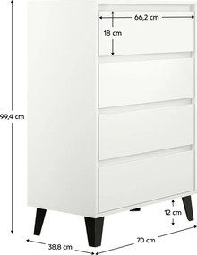 Komód, fehér, BOGAN NEW 4S70