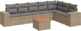 vidaXL 8 részes bézs polyrattan kerti ülőgarnitúra párnával