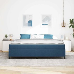 Boxrugós ágy Kék és Fekete 200 x 200 cm Textil és mérnöki fa