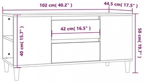betonszürke szerelt fa TV-szekrény 102 x 44,5 x 50 cm