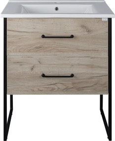TMP IRON 75 álló fürdőszobabútor - Lava porcelán mosdóval - 76 x 46 cm