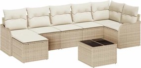 vidaXL Kerti Kanapé Szett párnával 8 pcs Bézs és fehér Poli rattan