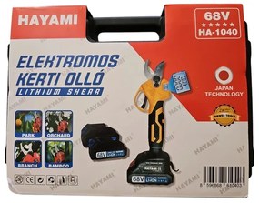 Akkus metszőolló - HAYAMI HA-1040 + tok + 2 akku