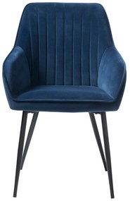 Sötétkék kárpitozott karfás étkezőfotel szett 2 db-os Nolan Stripe – Unique Furniture