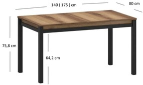 Széthúzható étkezőasztal 140-175 cm Marni (sötét delano tölgy). 1053039