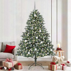 Műkarácsonyfa LED -es lámpákkal Zöld 210cm PVC