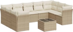 vidaXL 10 részes bézs polyrattan kerti ülőgarnitúra párnával