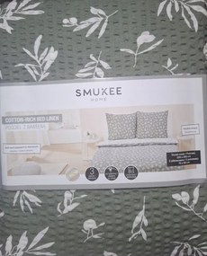 Ágyneműhuzat kéreg pamut kétoldalas Smukee 220x200 szürke virágos 204