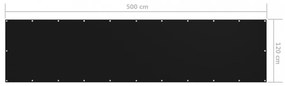 fekete oxford-szövet erkélyparaván 120 x 500 cm