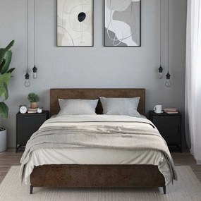 Éjjeliszekrények 2 db Fekete 40x31x50 cm Méretezett fa és fém