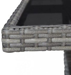 szürke polyrattan és üveg kültéri étkezőasztal