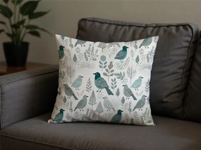 Pamut párnahuzat LEAFBIRD POLY 45x45 cm, fehér-zöld