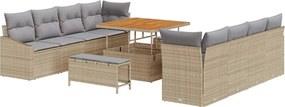 vidaXL Kerti Kanapé Szett párnával 11 pcs Beige és Világosszürke