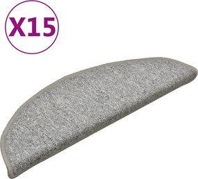 vidaXL 15 db világosszürke félkör alakú lépcsőszőnyeg 56 x 17 x 3 cm