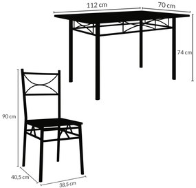 Casaria® Étkezőgarnitúra Paul - fekete