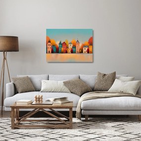 Üveg kép - Őszi falu (70x50 cm)