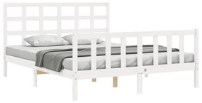 fehér tömör fa ágykeret fejtámlával King Size
