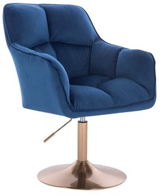 HR550N Tengerkék modern velúr szék arany lábbal