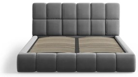 Szürke bársony kárpitozott ágyneműtartós franciaágy ágyráccsal 200x200 cm Bellis – Micadoni