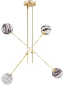 Argon 1840 - Csillár rúdon ABSOS 4xE14/7W/230V alabástrom arany