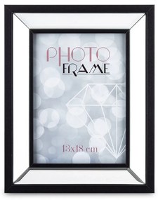 Vetrario design fekete-víztiszta üveg szögletes álló képkeret 25x20x3-14cm
