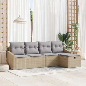 Kerti Kanapé Szett 5 pcs Bézs 233 x 117 x 85 cm Poli rattan