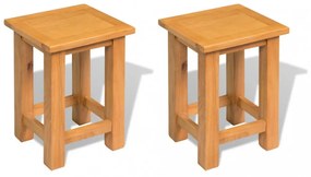 2 db tömör tölgyfa kisasztal 27 x 24 x 37 cm