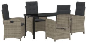vidaXL Kert étkező szett párnával 5 pcs Szürke polirattan