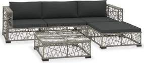 vidaXL 5 részes szürke polyrattan kerti ülőgarnitúra párnákkal
