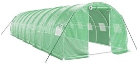 zöld acélvázas melegház 30 m² 10 x 3 x 2 m