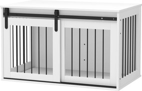 PawHut Zárható Tolóajtós Kutyafekhely Modern Fém Kutyafogadó Nagy Kutyák számára Maximum 30 kg-ig Oldaltáblás Kályha 98 x 58 x 61 cm Fehér | Aosom