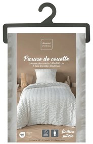 Fehér egyszemélyes krepp ágyneműhuzat 140x200 cm Plissia – douceur d'intérieur
