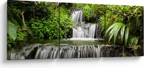 Kép - vízesés az esőerdőben (órával) (90x30 cm)