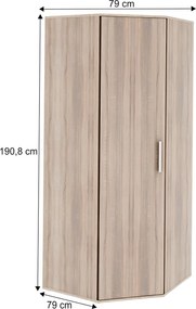 Sarokszekrény, DTD laminált, tölgy sonoma, DUNAJ TYP15