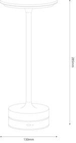 Tölthető érintésvezérlésű LED asztali lámpa TAVOLO LED/2,5W/5V 2400 mAh 3000-6000K fekete