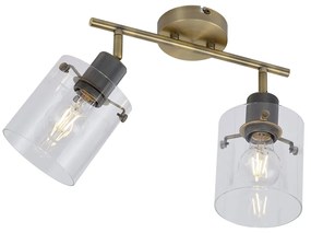Design mennyezeti spotlámpa bronzszínű, átlátszó üveggel, 2 égős - Domo