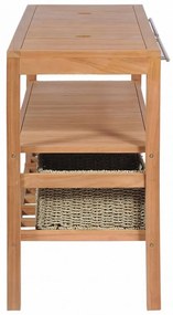 Tömör tíkfa fürdőszobai pipereszekrény 4 kosárral 132x45x75 cm