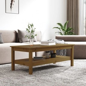 mézbarna tömör fenyőfa dohányzóasztal 110 x 50 x 40 cm