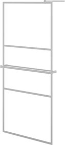 vidaXL króm ESG üveg és alumínium zuhanyfal polccal 90 x 195 cm