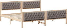 vidaXL Ágykeret fejtámlával Tópszínű 200 x 200 cm Tömör fenyőfa