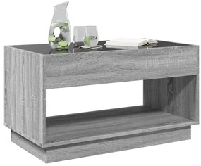 Szürke sonoma végtelen hatású LED-es dohányzóasztal 90x50x50 cm
