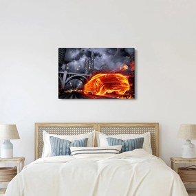 Lángoló autó képe (90x60 cm)