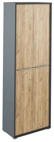 Magas szekrény polcokkal, grafit/tölgyfa artisan, RIOMA NEW TYP 05