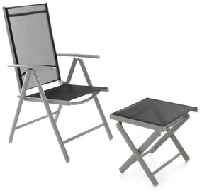 Alumínium összecsukható szék lábtartóval világos szürke